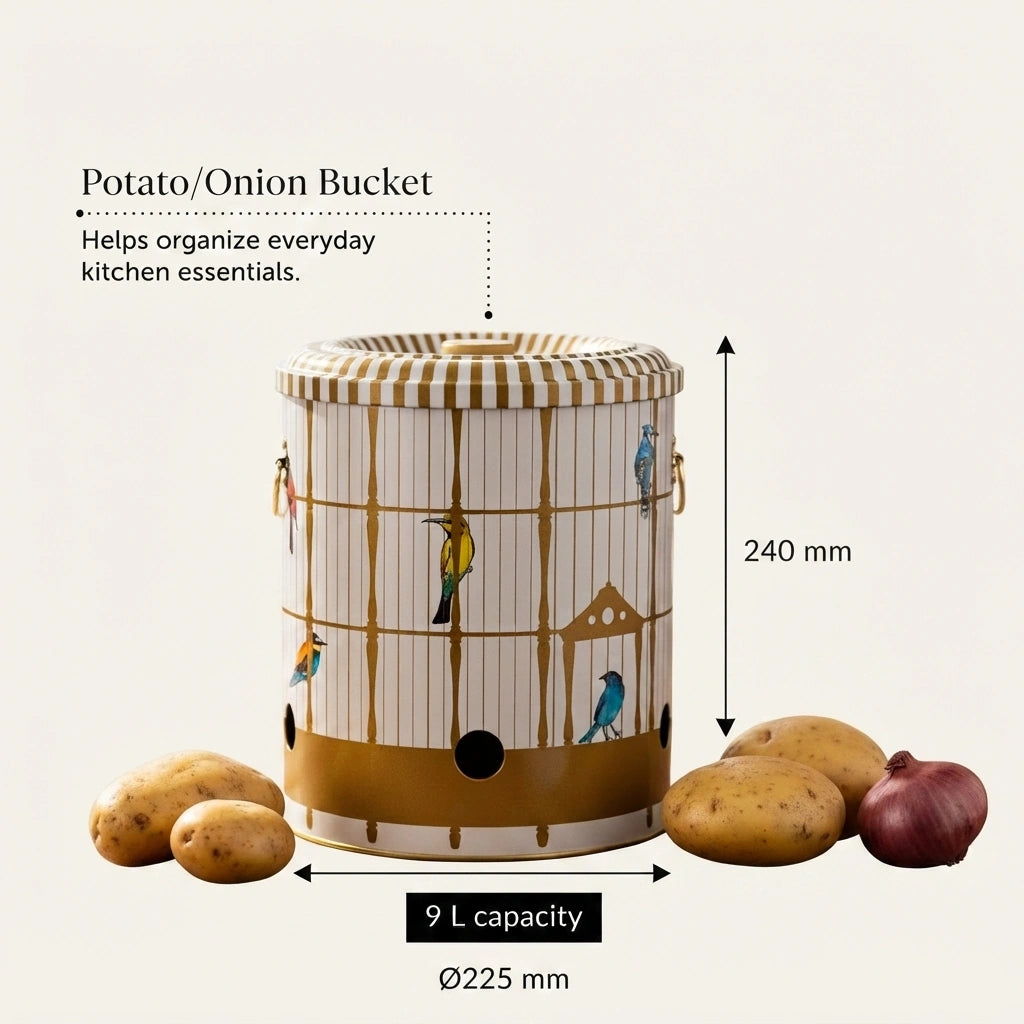 Maria Roma Bird Cage Metal Vegetable Storage Bin, 9 L