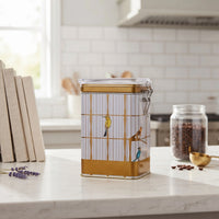 Maria Roma Bird Cage Rectangular Metal Storage Tin with Clear Wire-Clasp Lid, 1 L