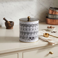 Maria Roma City Bonjour Round Metal Storage Tin with Knob Lid, 4.1 L