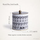 Maria Roma City Bonjour Round Metal Storage Tin with Knob Lid, 4.1 L