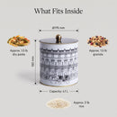 Maria Roma City Bonjour Round Metal Storage Tin with Knob Lid, 4.1 L