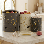 MARIA ROMA Terrazzo 3-Piece Potato Onion Garlic Bin Set - Grey Speckled Metal