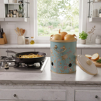 MARIA ROMA Botanica 3-Piece Potato Onion Garlic Bin Set - Floral Metal Canisters