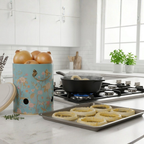 MARIA ROMA Botanica 3-Piece Potato Onion Garlic Bin Set - Floral Metal Canisters