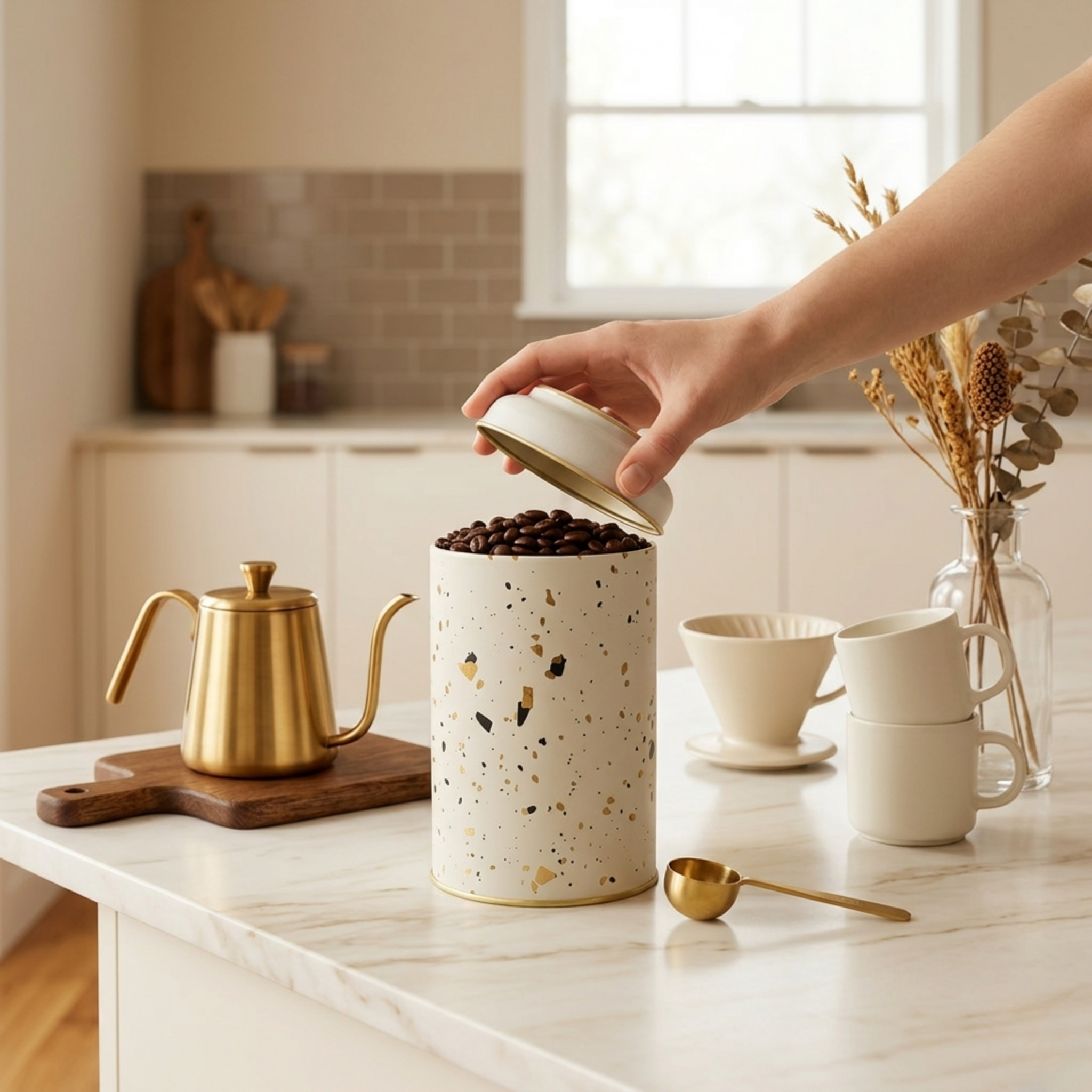 MARIA ROMA Terrazzo 7-Piece Kitchen Storage Set – Bread Box & Canisters