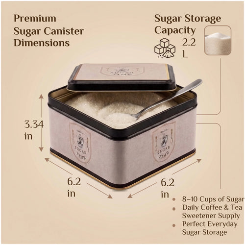 Maria Roma Azura Square Metal Sugar Storage Tin, 1.9 L