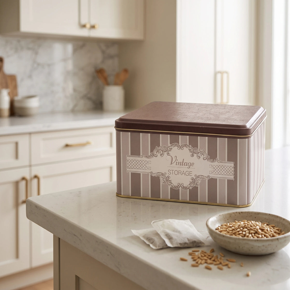 Maria Roma Elegance Square Metal Coffee Storage Tin, 3.7 L