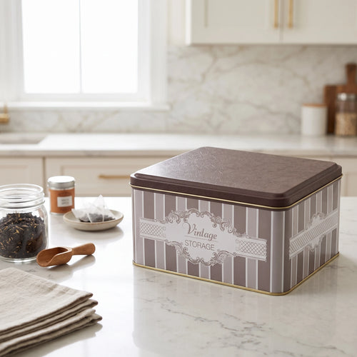 Maria Roma Elegance Square Metal Coffee Storage Tin, 3.7 L