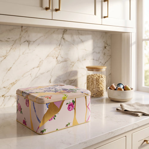 Maria Roma Kintsugi Square Metal Storage Tin, 3.7 L