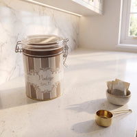Maria Roma Elegance Round Metal Salt Storage Tin with Clear Wire-Clasp Lid, 0.6 L