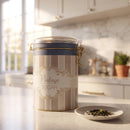 Maria Roma Elegance Round Metal Sugar Storage Tin with Clear Wire-Clasp Lid, 1.1 L