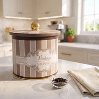 Maria Roma Elegance Round Metal Coffee Storage Tin with Knob Lid, 1.7 L