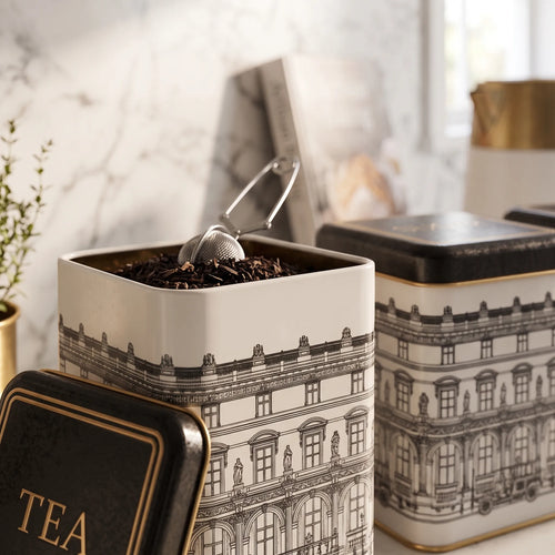 Maria Roma City Square Metal Storage Tin Set of 3, 8.7 × 8.7 × 12.5 cm