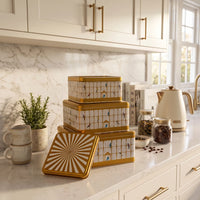 Maria Roma Bird Cage Square Metal Storage Tin Set of 235