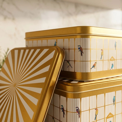 MARIA ROMA Bird Cage 3-Piece Coffee Sugar Tea Bin Set - Square Metal Canisters