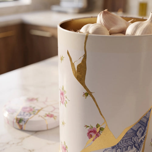 MARIA ROMA Kintsugi Round Garlic Storage - Metal Canisters