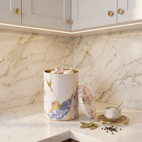 MARIA ROMA Kintsugi Round Garlic Storage - Metal Canisters