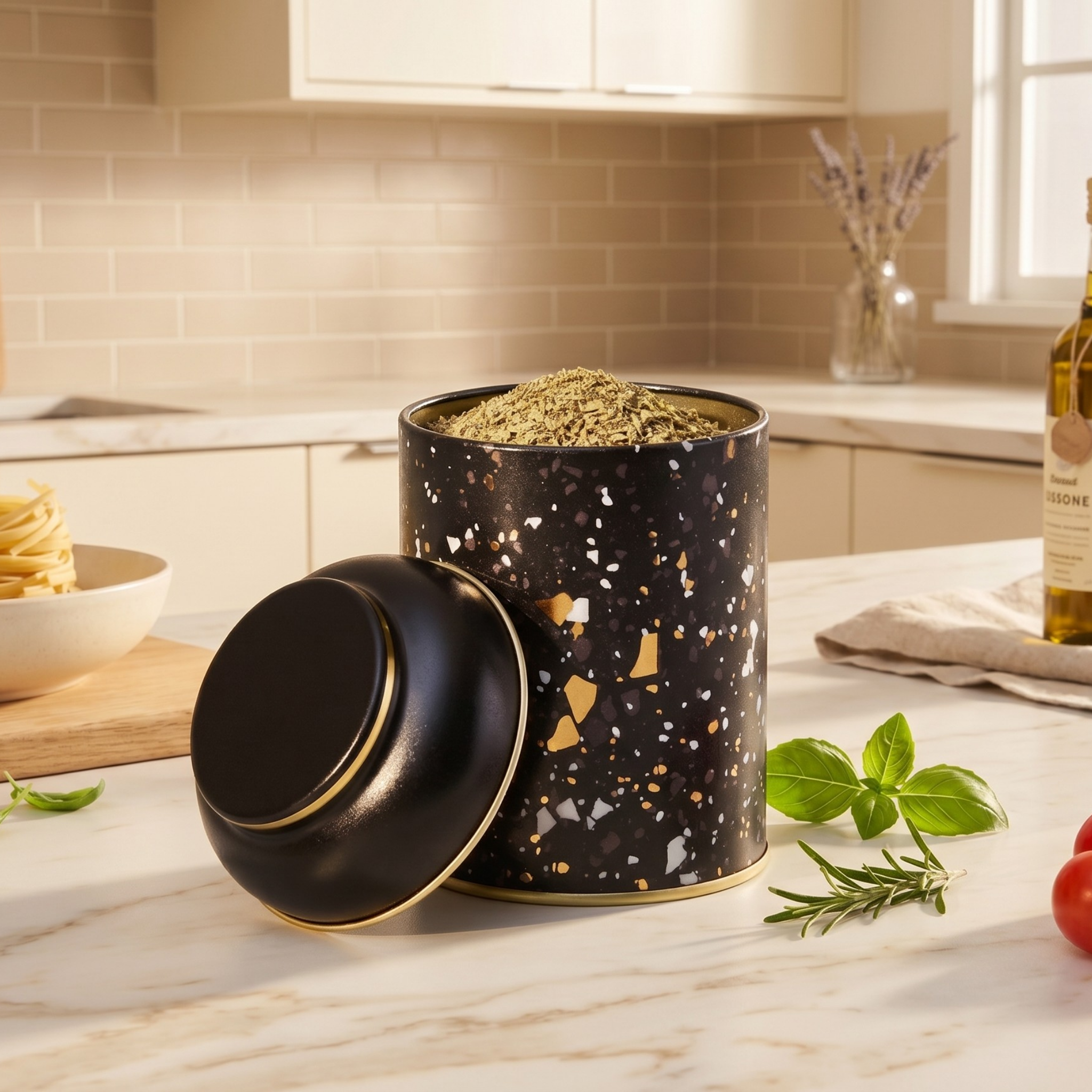 MARIA ROMA Terrazzo 7-Piece Kitchen Storage Set – Bread Box & Canisters