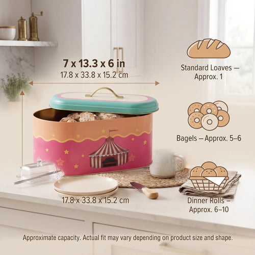 Maria Roma Spring Metal Bread Box, 7 L