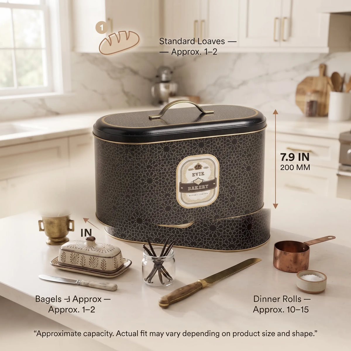 Maria Roma Trellis Bakery Metal Bread Box, 10.4 L