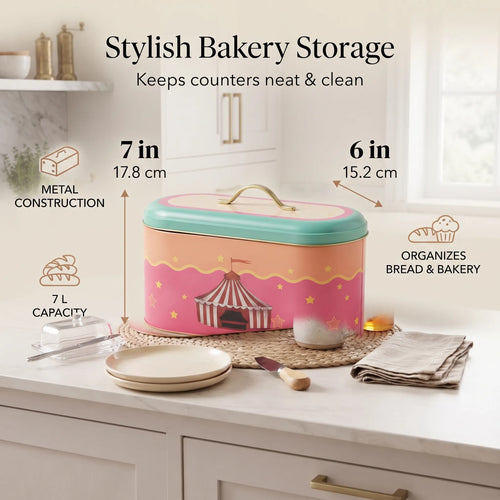 Maria Roma Spring Metal Bread Box, 7 L