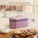 Maria Roma Pink Checkers Metal Bread Box, 7 L, 17.8 × 33.8 × 15.2 cm