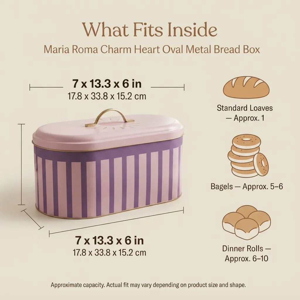 Maria Roma Pink Checkers Metal Bread Box, 7 L, 17.8 × 33.8 × 15.2 cm