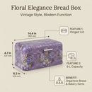 Maria Roma Flower Purple Metal Bread Box, 9 L