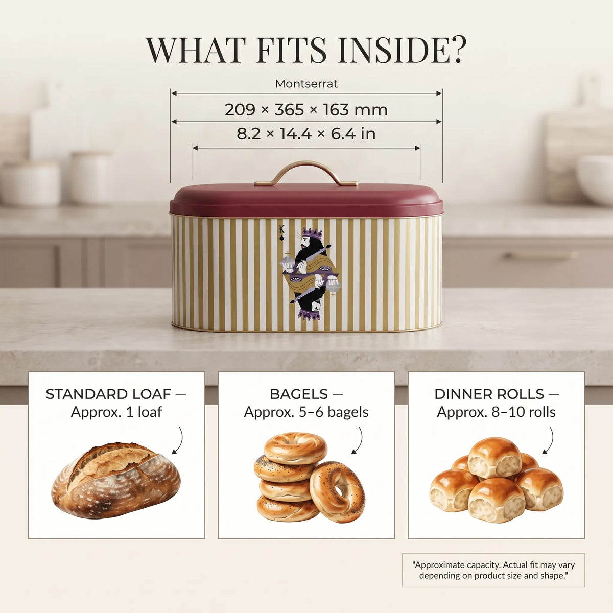 Maria Roma Her Lines Metal Bread Box, 7 L