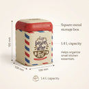 Maria Roma Post Square Metal Tea Storage Tin, 1.4 L