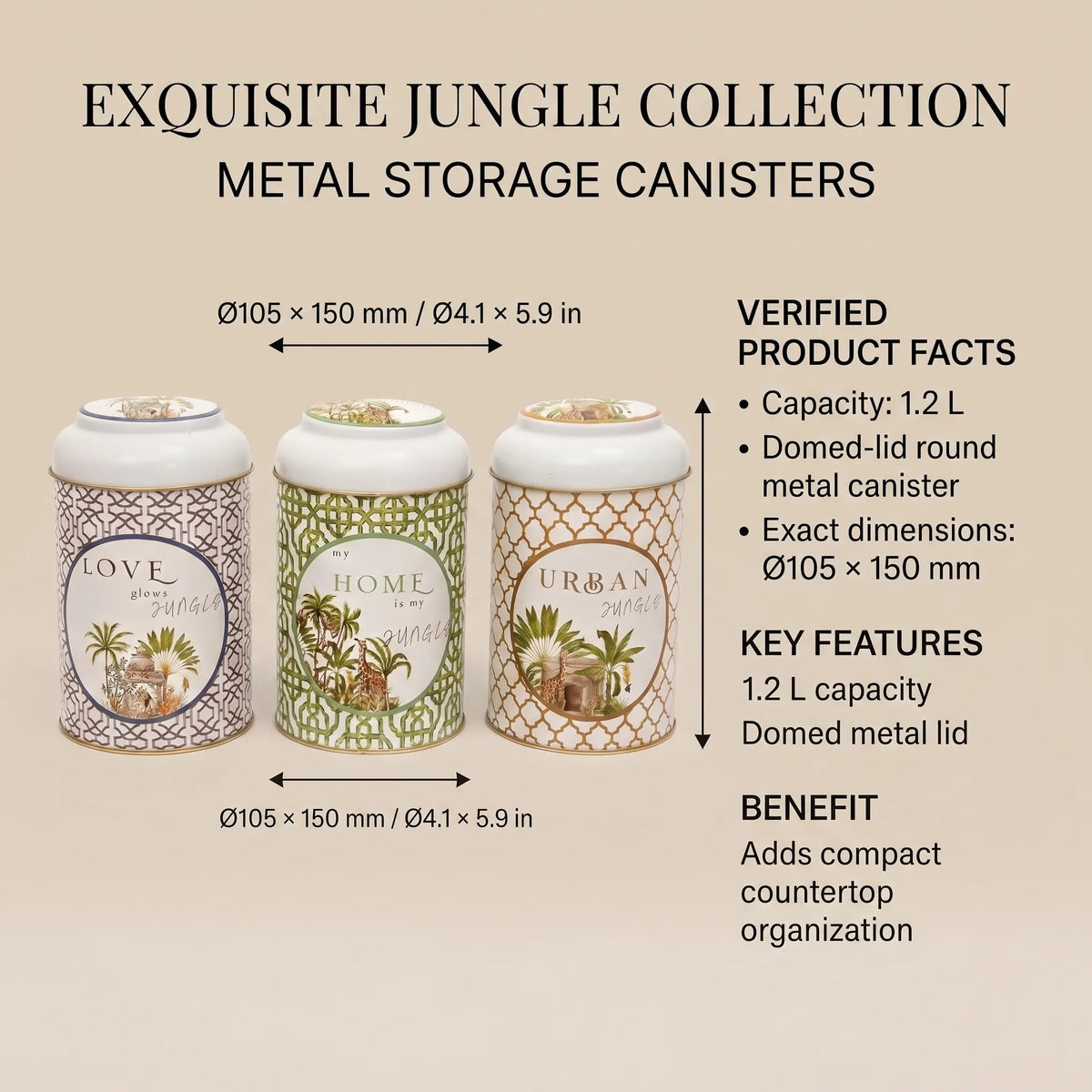 Maria Roma Forrest Round Metal Storage Tin Set of 3