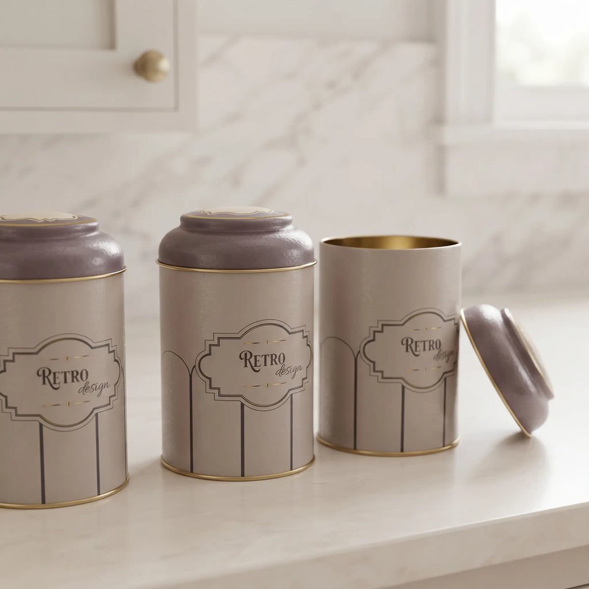 Maria Roma Retro Round Metal Storage Tin Set of 3