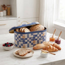 Maria Roma Blue Checkers Metal Bread Box, 7 L