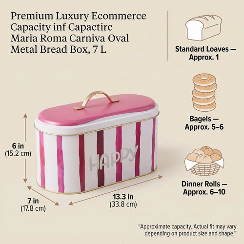 Maria Roma Aura Happy Metal Bread Box, 7 L