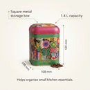 Maria Roma Sunflower Square Metal Coffee Storage Tin, 1.4 L
