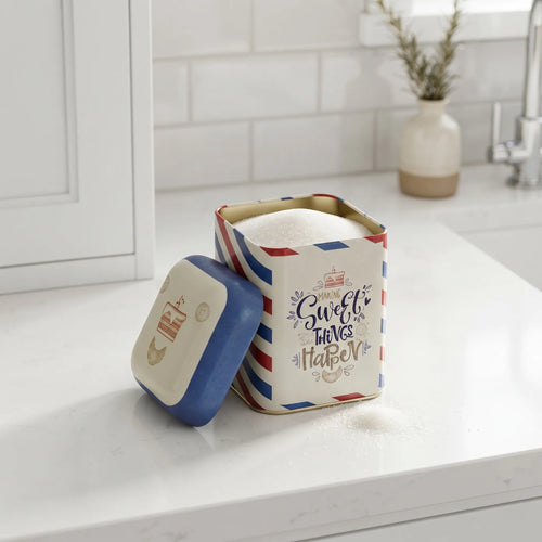 Maria Roma Post Sweet Square Metal Storage Tin, 1.4 L