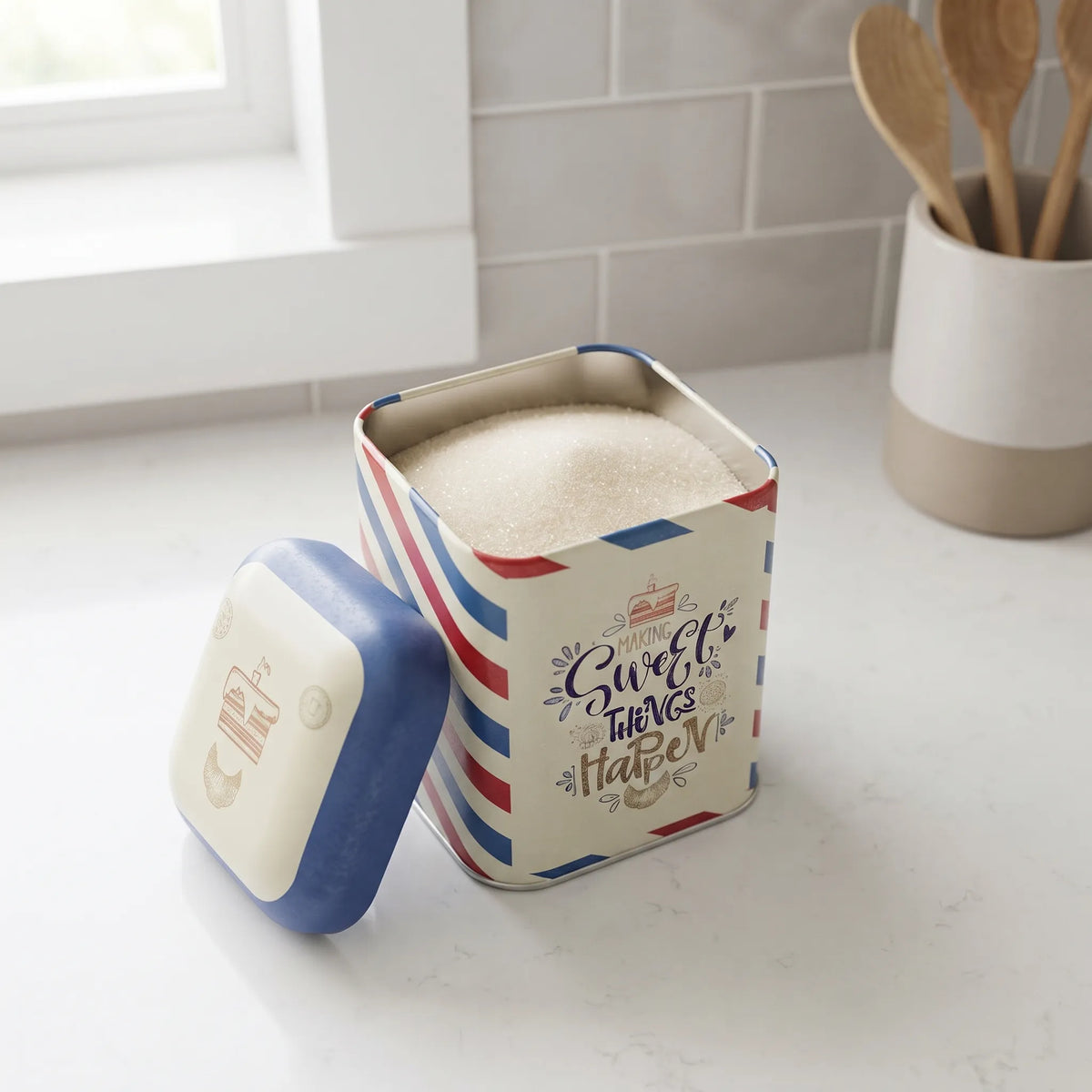 Maria Roma Post Sweet Square Metal Storage Tin, 1.4 L