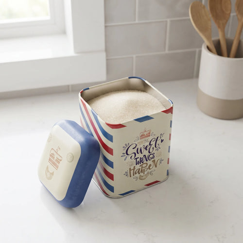 Maria Roma Post Sweet Square Metal Storage Tin, 1.4 L