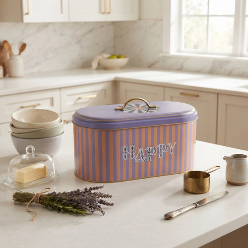 Maria Roma Golden March Metal Bread Box, 7 L