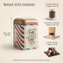 Maria Roma Post Square Metal Coffee Storage Tin, 1.4 L