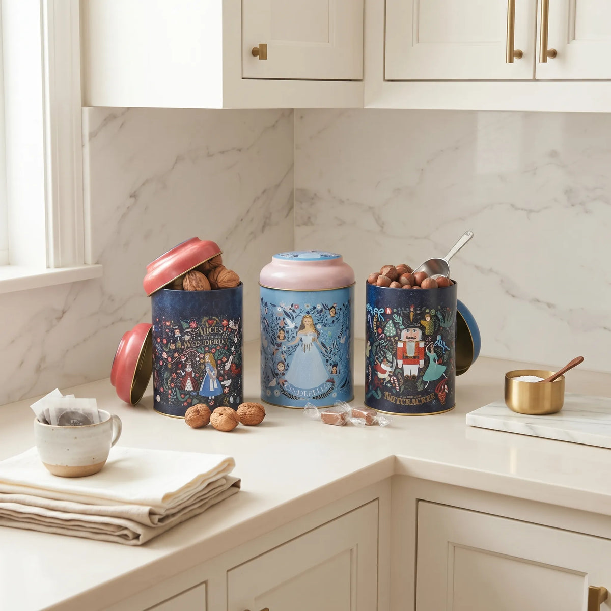 Maria Roma Tales Round Metal Storage Tin Set of 3