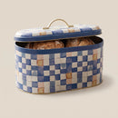 Maria Roma Blue Checkers Metal Bread Box, 7 L