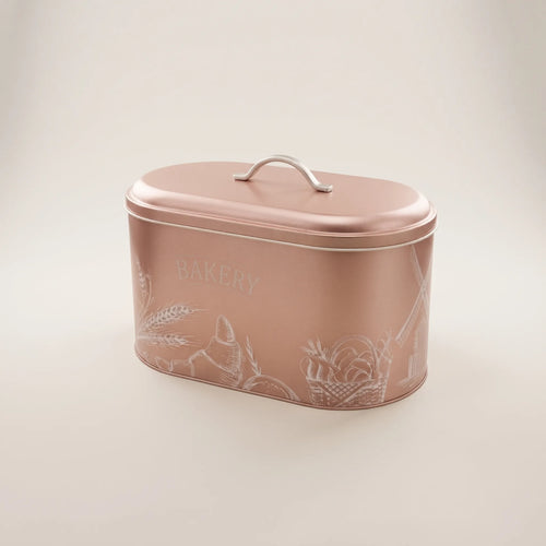Maria Roma Bakery Rose Gold Metal Bread Box, 10.4 L