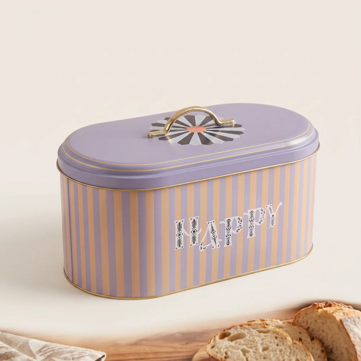 Maria Roma Golden March Metal Bread Box, 7 L