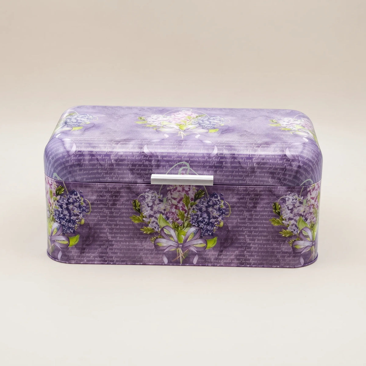 Maria Roma Flower Purple Metal Bread Box, 9 L