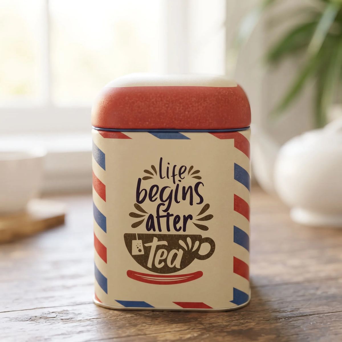 Maria Roma Post Square Metal Tea Storage Tin, 1.4 L