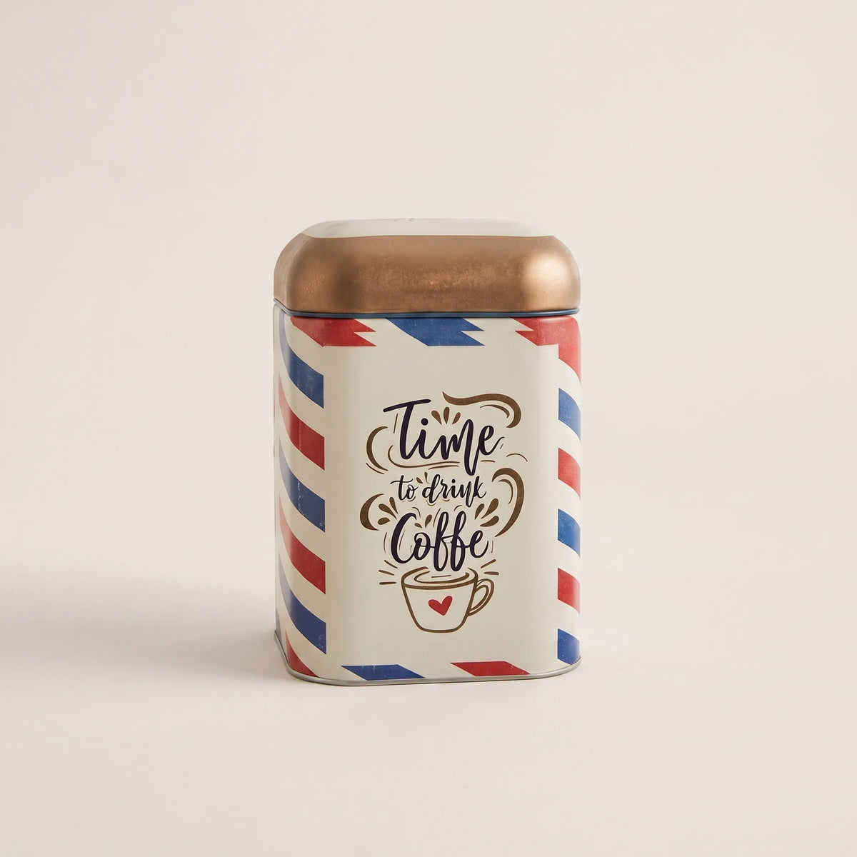 Maria Roma Post Square Metal Coffee Storage Tin, 1.4 L