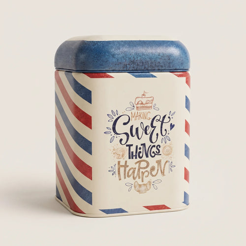 Maria Roma Post Sweet Square Metal Storage Tin, 1.4 L