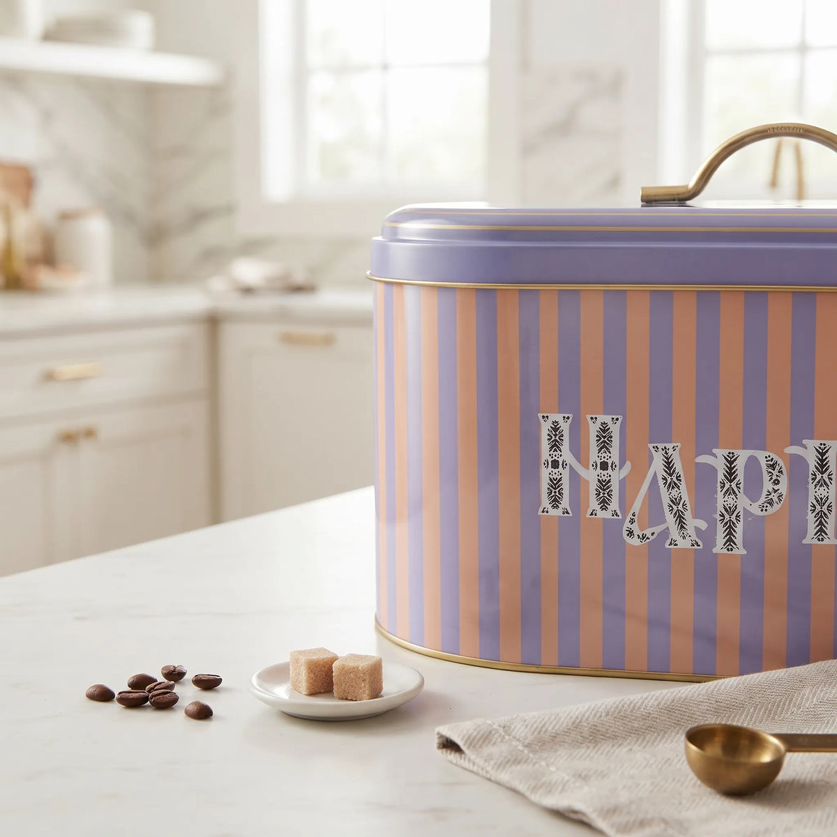 Maria Roma Golden March Metal Bread Box, 7 L