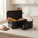 Maria Roma Black Prism Metal Bread Box and Canister Set of 4